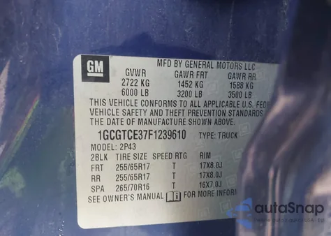 2015 Chevrolet Colorado Z71 z USA, uszkodzony, nr VIN 1GCGTCE37F1239610